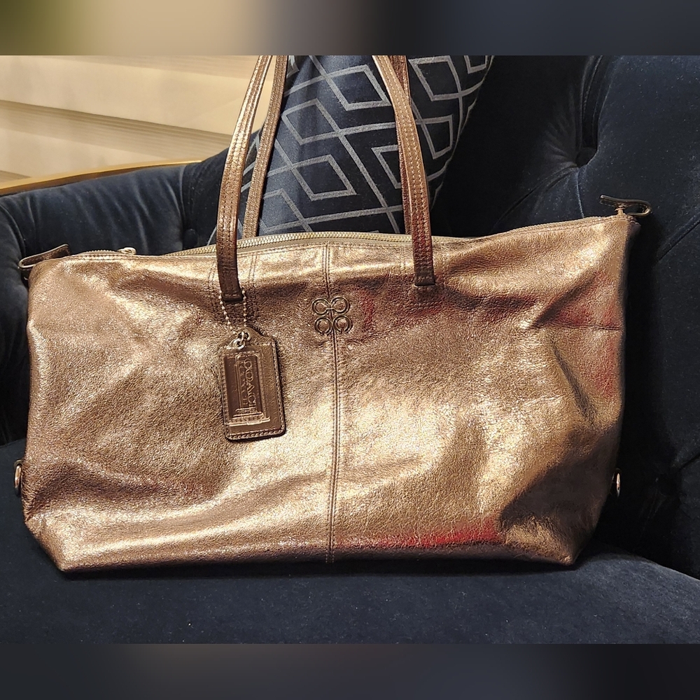 Coach Pop Silver Metallic Tote Bag